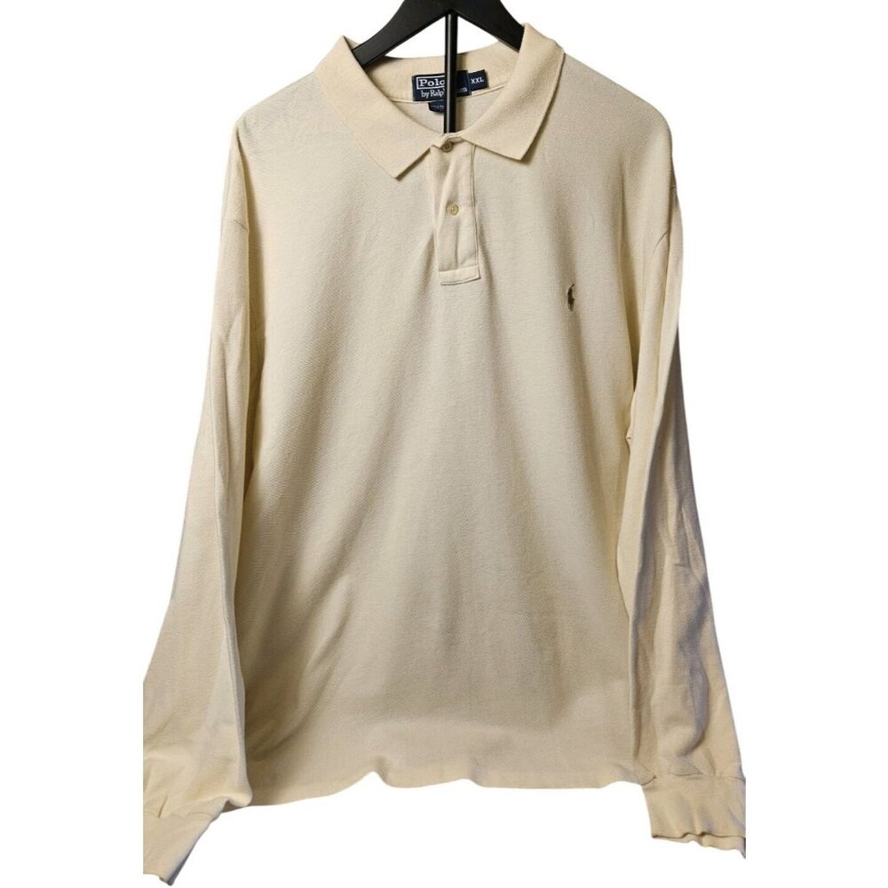 Polo Ralph Lauren Long Sleeve Polo Shirt Mens XXL Cream Classic Fit